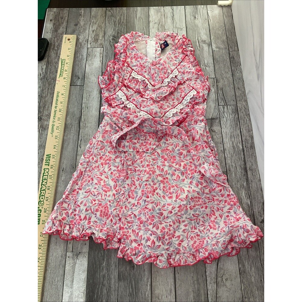 Vintage Girls Floral Pink Dress From India (22)Size 4T,4-5 Yrs